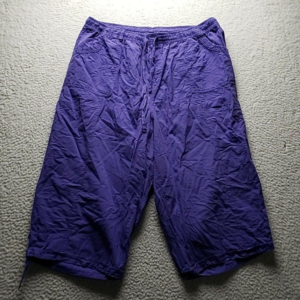 Erika Skimmer Shorts Womens 3X Purple 100% Cotton Poplin Elastic Waist Casual